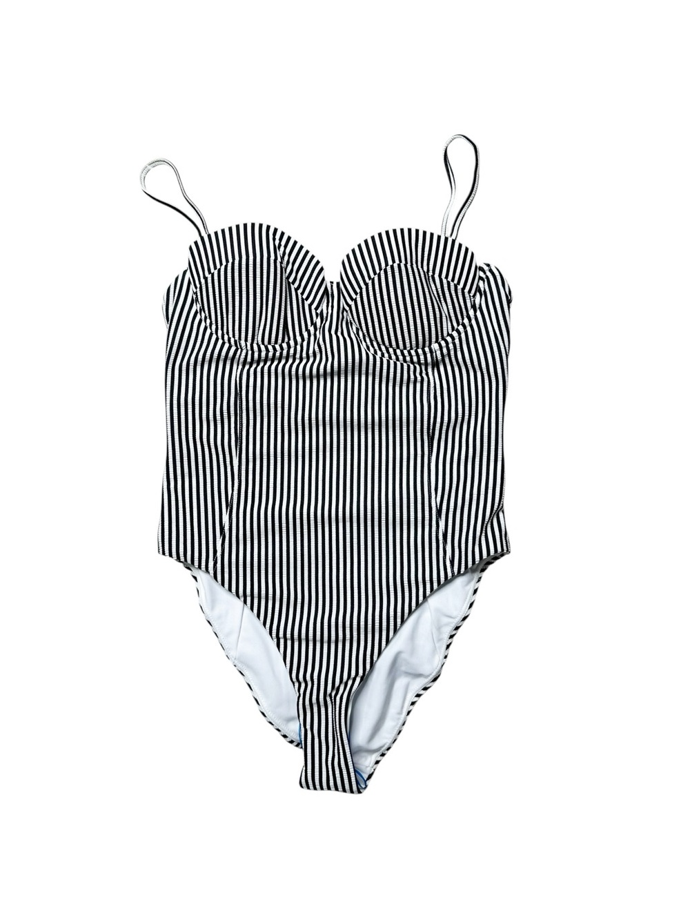 Veronica Beard Monochrome Vertical Stripe One-Piece Swimsuit